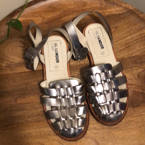 Silver Jil Sander Navy gladiator style sandals - Picture 1 of 7